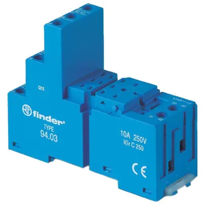 Finder Relaisfassung 94.03 | Relaissockel Serie 55.32/55.33 | Schraubanschluss | 11 Pins | blau | Hutschiene 35mm