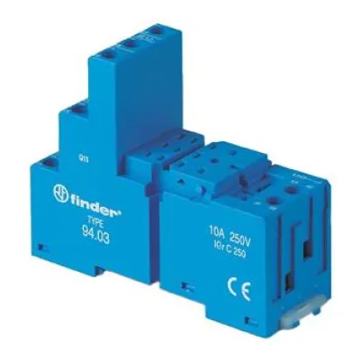 Finder Relaisfassung 94.03 | Relaissockel Serie 55.32/55.33 | Schraubanschluss | 11 Pins | blau | Hutschiene 35mm