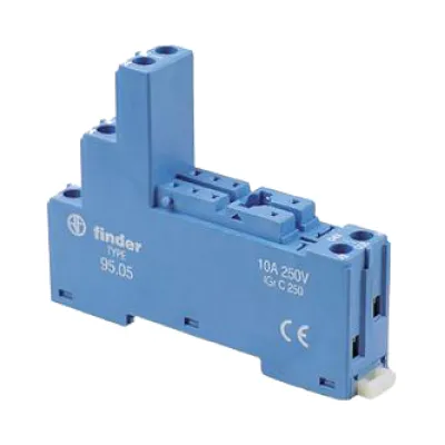 Finder Relaisfassung 95.05 | Relaissockel 8 Pins | Schraubanschluss | DIN-Hutschiene 35 mm | Modulreihe 99.02 | blau