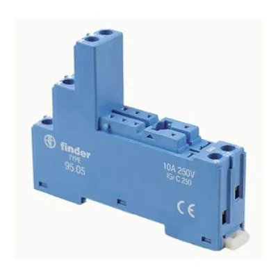 Finder Relaisfassung 95.05 | Relaissockel 8 Pins | Schraubanschluss | DIN-Hutschiene 35 mm | Modulreihe 99.02 | blau