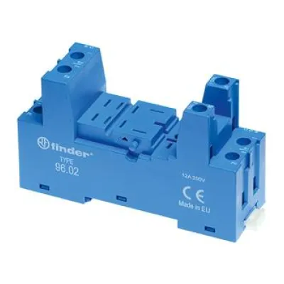 Finder Relaisfassung 96.02-1 | Schraubanschluss | 8 Pins | DIN-Hutschiene 35mm | kompatibel 56.32/99.02/86.30 | blau