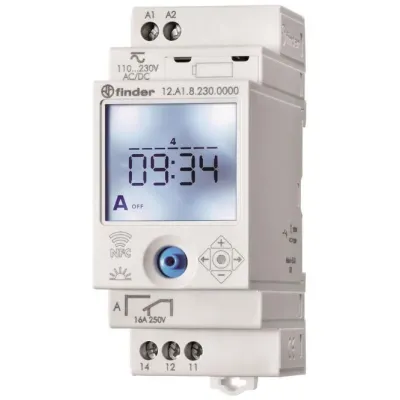 Finder Astro-Schaltuhr 12.A1.8.230.0000 | 16A 230V | Joystick & NFC | LCD | Astronomische Zeitschaltuhr