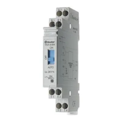 Finder Relais 192100240000PAS | Auto-Off-On Relais 1-stufig 10A | 24V AC/DC | Hutschiene | Rückmeldekontakt | Grau