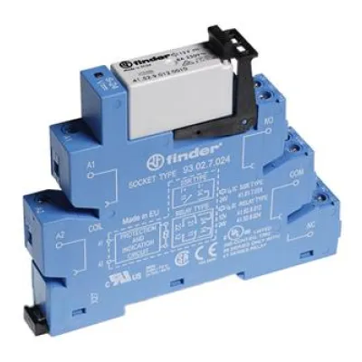 Finder Koppelrelais 38.52.7.024.0050 | 2 Wechsler 8A 24V DC | Schraubanschluss | LED | EMV | IP20