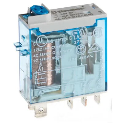 Finder Miniatur-Steckrelais 46.61.9.024.4040 | 16A 24V DC | AgSnO2 | 1 Wechsler | IP40 | Handprüfung | Schwarz