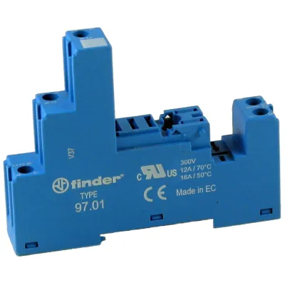 Finder Relaisfassung 97.01 | Relaissockel für DIN-Hutschiene TS35 | Schraubanschluss | 5 Pins | Serie 46.61 | blau