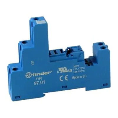 Finder Relaisfassung 97.01 | Relaissockel für DIN-Hutschiene TS35 | Schraubanschluss | 5 Pins | Serie 46.61 | blau