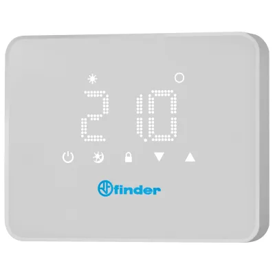 Finder Raumthermostat 1T.91.9.003.0000 | Digital | Touch-Bedienung | Tag/Nacht-Funktion | Aufputz | IP20 | Weiß