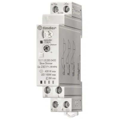 Finder Dimmer Slave 15.11.8.230.0400 | 0-10V Eingang | 3-400W | Phasenabschnitt | REG | grau | Kunststoff