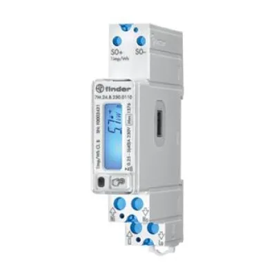 Finder Energiezähler 7M.24.8.230.0110 | 1-phasig 40A | MID geeicht | digital | S0 & IR & NFC | Hutschiene | LCD | 230V
