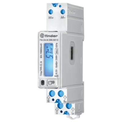 Finder Energiezähler 7M.24.8.230.0310 | digital | 1-phasig | M-Bus | MID | geeicht | 40A | LCD | Hutschiene | 230V