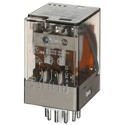 Finder Industrie-Steckrelais 60.13.8.024.0040 | 10A | 24V AC | 3 Wechsler | AgNi-Kontakte | Prüftaste | Anzeige
