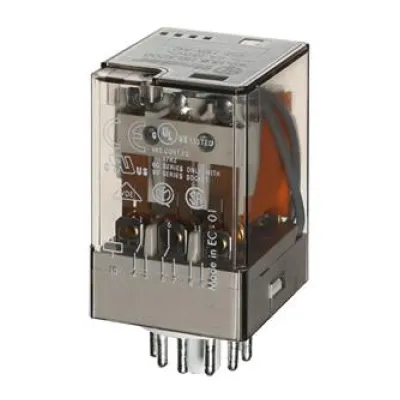 Finder Schaltrelais 60.13.8.230.0050 | 3 Wechsler 10A | 230V AC Spule | AgNi Kontakt | LED-Anzeige | Prüf-Taste | IP20