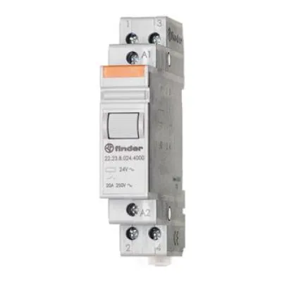 Finder Installationsrelais 22.23.8.230.4000 | 20A | 230V AC | 1 Schließer/1 Öffner | DIN-Schiene | Grau