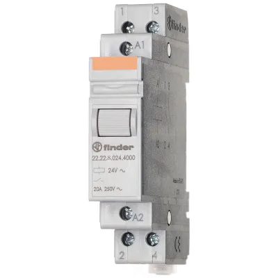 Finder Installationsrelais 22.22.8.012.4000 | 1TE | 2 Schließer | 12V AC | 20A | mechanisch | für DIN-Schiene | REG