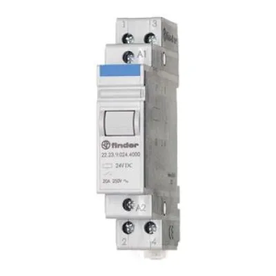 Finder Installationsrelais 22.23.9.012.4000 | 12V DC | 20A | 1 Schließer | 1 Öffner | Prüftaste | AgSnO2 | Grau