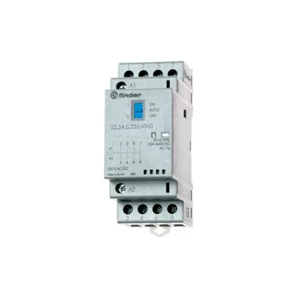 FINDER Installationsschütz 22.34.0.024.4740 | 25A | 3 Schließer 1 Öffner | Spule 24V AC/DC | AgSnO2 | brummfrei