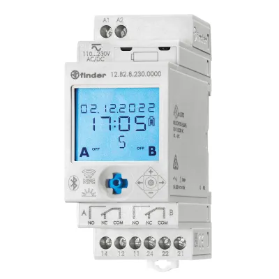 Finder Astro-Jahreszeitschaltuhr 12.B2.8.230.0000 | 2 Kanäle | Hutschiene | 110–230V | NFC | 16A