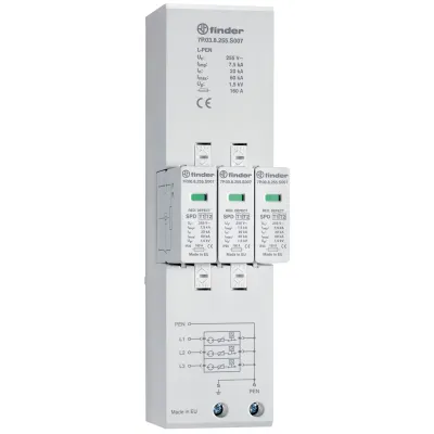 Finder Überspannungsableiter Typ 1+2 | 7,5kA | 230V | TN-C | 40mm Sammelschiene | optische Anzeige | IP20