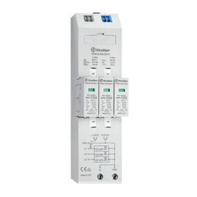 Finder Kombi-Ableiter Typ 1+2 | 3-polig TN-C | 12,5kA | 230V | für 40mm Sammelschiene | 3TE | IP20