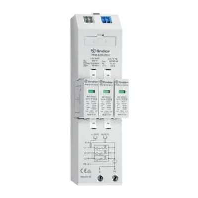 Finder Kombi-Ableiter 7P.04.8.255.Z012 | Typ 1+2 Blitzschutz | 12,5kA | 5-Leiter TN-S/TT | 230V | 3TE | optische Anzeige