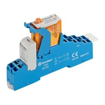Finder Koppelrelais 4C.P2.8.024.0060 | 2 Wechsler 8A 24V AC | DIN-Schiene | Push-In | LED | EMV | IP20