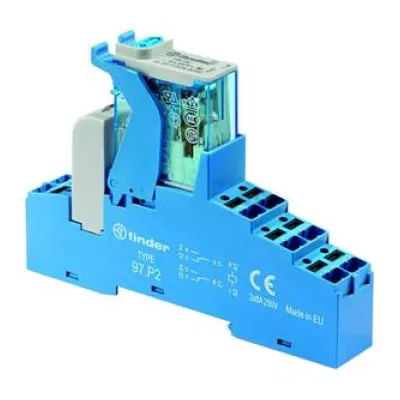 Finder Koppelrelais 4C.P2.9.024.0050 | 2 Wechsler 8A | 24V DC | Push-In | DIN-Schiene | EMV | LED | IP20 | Schwarz