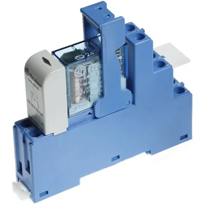 Finder Koppelrelais 48.52.9.024.0050 | 24V DC | 2 Wechsler | 8A | Schraubanschluss | EMV | LED | AgNi | IP20 | Blau