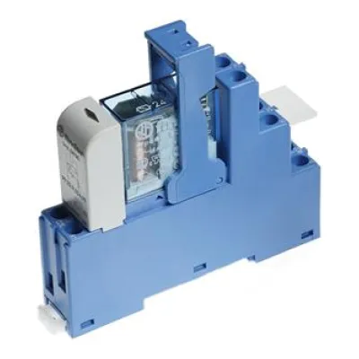 Finder Koppelrelais 48.52.9.024.0050 | 24V DC | 2 Wechsler | 8A | Schraubanschluss | EMV | LED | AgNi | IP20 | Blau