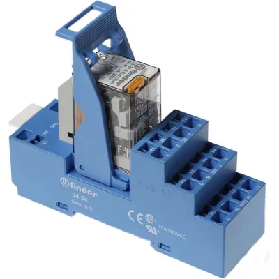 Finder Koppelrelais 58.54.9.024.0050 | 4 Wechsler 7A 24V DC | AgNi Kontakte | EMV | grüne LED | DIN-Schiene | IP20