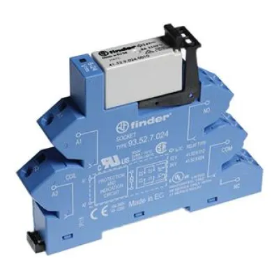Finder Koppelrelais 38.62.0.024.0060 | 2 Wechsler 8A | 24V AC/DC | DIN-Schiene | LED | EMV-Entstörung | IP20 | Blau