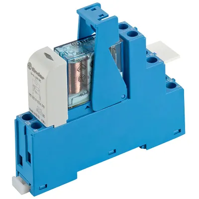 Finder Koppelrelais 48.61.7.024.4050 | 1 Wechsler 16A 24V DC | AgSnO2 | LED | EMV | Schraubanschluss | IP20 | Blau