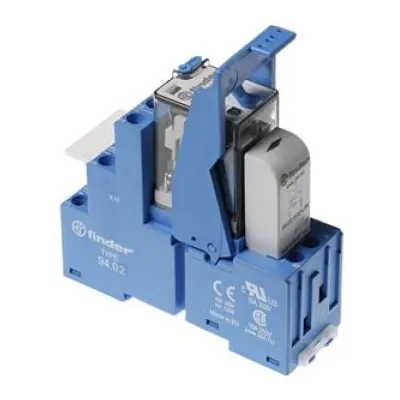 Finder Koppelrelais 58.32.9.024.0050 | 2 Wechsler 10A 24V DC | LED | EMV-Entstörung | Schraubanschluss | Blau