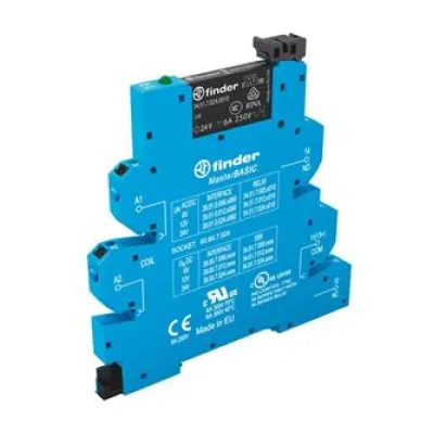 FINDER Koppelrelais 39.01.8.230.0060 | Schaltrelais 230V AC 1 Wechsler | 6A | Push-In | LED | IP20 | 6,2x87x90,7mm