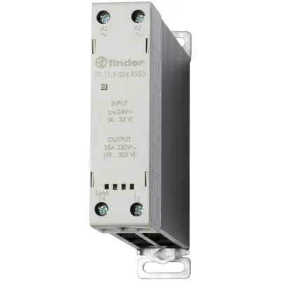 FINDER Halbleiterrelais 77.11.9.024.8250 | SSR 1-phasig 15A | 24V DC | 19-305V AC | Nulldurchgang | LED | IP20