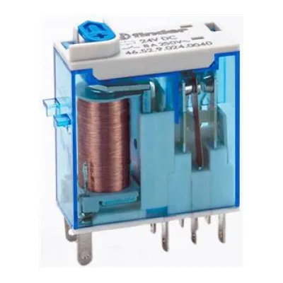 Finder Miniatur-Steckrelais 46.52.9.024.0040 | 2 Wechsler | 8A | 24V DC | AgNi Kontakte | Steckanschluss | IP40
