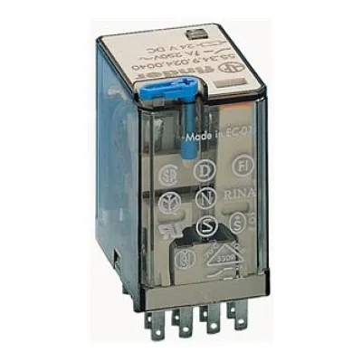 Finder Miniatur-Relais 55.34.9.024.0070 | 4-fach Wechsler | 7A | 24V DC | AgNi-Kontakte | LED | Prüftaste