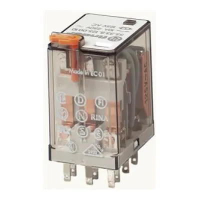 Finder Miniatur-Relais 55.33.8.230.0010 | 230V AC | 10A | 3 Wechsler | AgNi-Kontakte | Steckanschluss | Prüftaste | IP20
