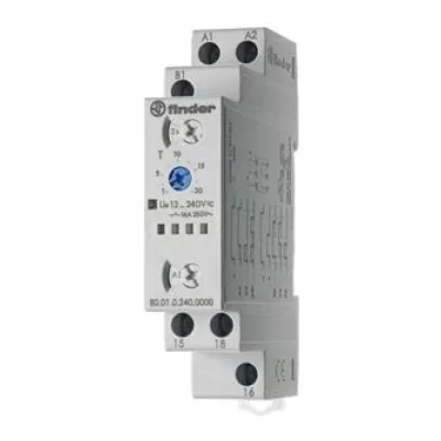 Finder Zeitrelais 80.01.0.240.0000 | 16A | 12-240V AC/DC | 1 Wechsler | 0,1s-24h | Reiheneinbau | Grau
