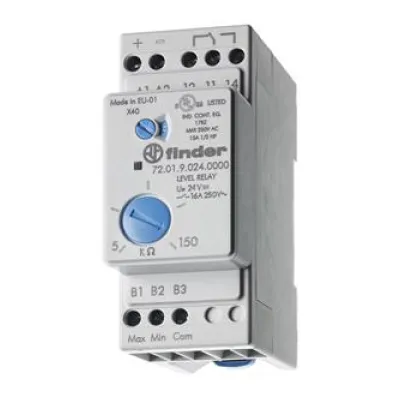 Finder Niveau-Überwachungsrelais 72.01.9.024.0000 | Steuerrelais 16A 24V DC | 3 Sensoren | einstellbar | grau