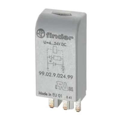 FINDER Entstörmodul RC-Glied 99.02.0.024.09 | EMV-Modul | 6-24V AC/DC | Überspannungsschutz Relais | grau