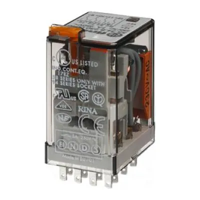 Finder Relais 55.34.8.230.0050 | 230V AC | 7A | 4 Wechsler | LED-Anzeige | AgNi Kontakte | Steckanschluss | IP20
