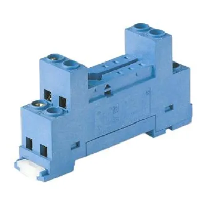 Finder Relaisfassung 95.65 | Relaissockel für Serie 40.52 40.61 40.62 | 8 Pins Schraubanschluss | Hutschiene TS35 | blau