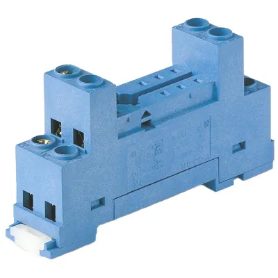 Finder Relaisfassung 95.65 | Relaissockel für Serie 40.52 40.61 40.62 | 8 Pins Schraubanschluss | Hutschiene TS35 | blau
