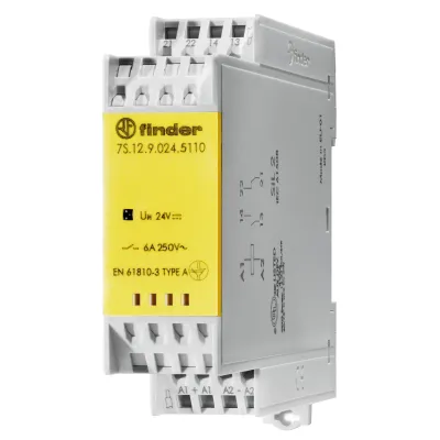 Finder Relaismodul 7S.12.9.024.5110 | 1 Schließer 1 Öffner | zwangsgeführte Kontakte | 24V DC | 6A | LED-Status | Grau