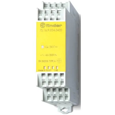 Finder Relaismodul 7S.16.8.230.5420 | Schaltrelais 230V AC | 4 Schließer 2 Öffner | zwangsgeführte Kontakte | 6A | LED
