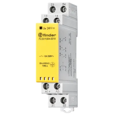 Finder Relaismodul 7S.23.9.024.0210 | Schaltrelais zwangsgeführt | 2 Schließer 1 Öffner | 24V DC | 10A | LED | IP20