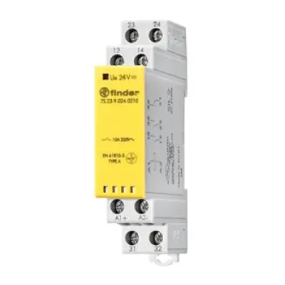 Finder Relaismodul 7S.23.9.024.0210 | Schaltrelais zwangsgeführt | 2 Schließer 1 Öffner | 24V DC | 10A | LED | IP20