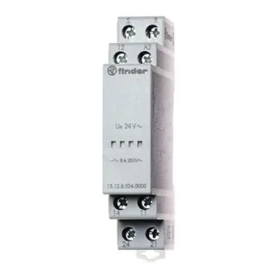 Finder Ruf-Quittier-Relais 13.12.0.024.0000 | 1 Schließer 1 Wechsler | 8A 24V AC/DC | DIN-Schiene | AgNi | 1TE 60,8mm