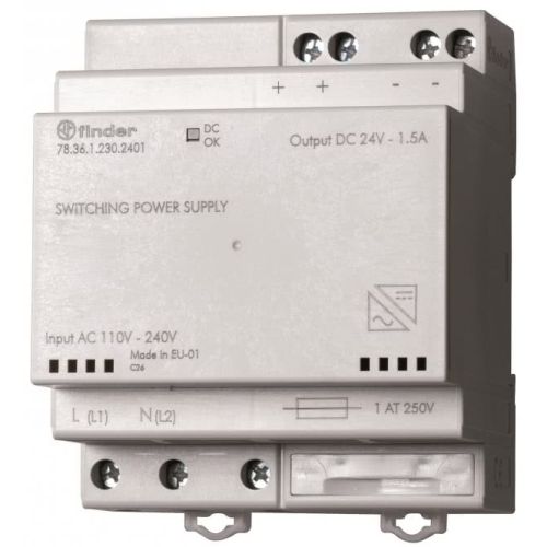 Bild: Finder Schaltnetzteil 24V 36W 1,5A 78.36.1.230.2401 Finder Schaltnetzteil 24V 36